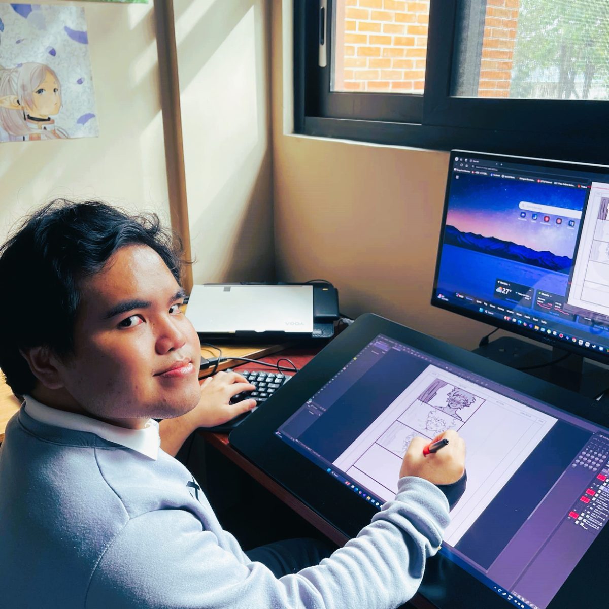 Xeon at his drawing tablet
